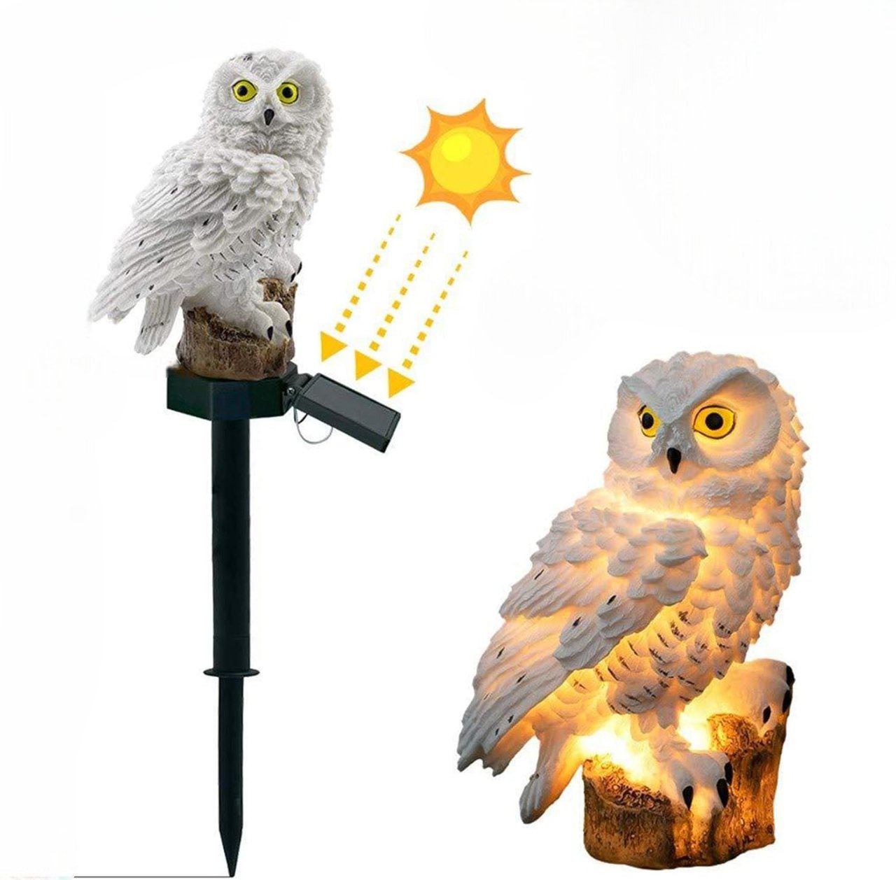 Lampe Exterieur LED - LEDGardenStick™ - Hibou Blanc - Mon Jardin Lumineux