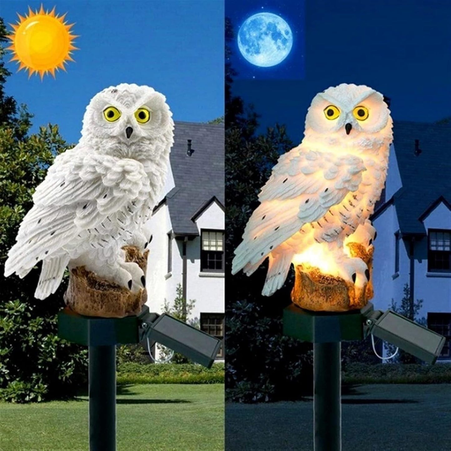 Lampe Exterieur LED - LEDGardenStick™ - Hibou Blanc - Mon Jardin Lumineux