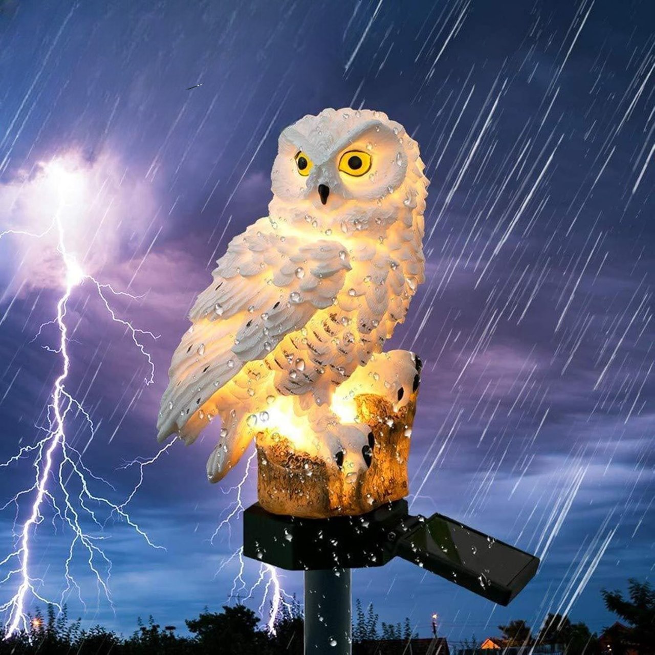 Lampe Exterieur LED - LEDGardenStick™ - Hibou Blanc - Mon Jardin Lumineux